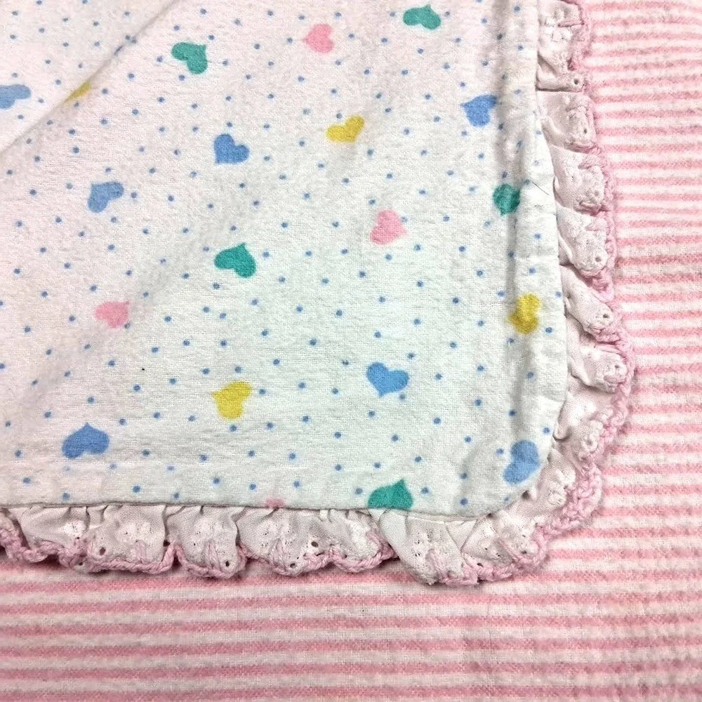 Vtg Pastel Hearts Pink White Stripe Handmade 46